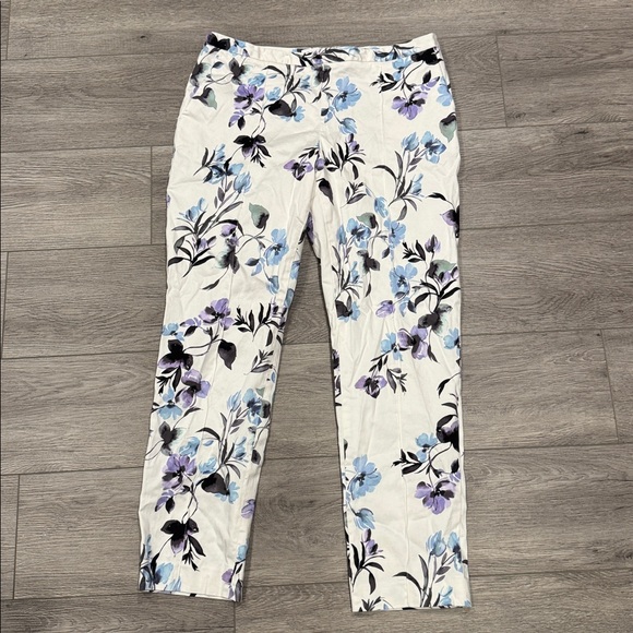 Calvin Klein White, lilac and Blue Floral Pants size 10 B7 - Picture 1 of 4